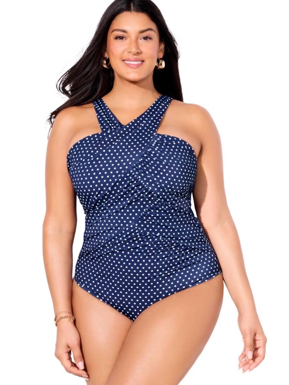 Swimsuits for All High Neck Wrap One Piece Swimsuit